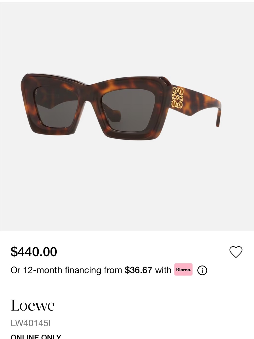 Loewe Tortoiseshell Cat-Eye Sunglasses with Dark Lenses
